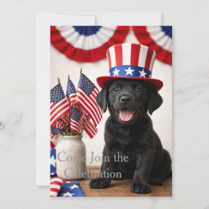 Patriottische Black Labrador Puppy Uitnodiging  