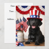 Patriottische Black Labrador Puppy Uitnodiging | (Voorkant / Achterkant)