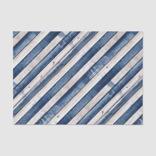 Patriottische blau gestreepte houtlook tissuepapier (Voorkant)