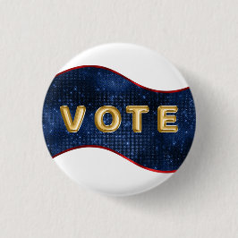 Patriottische Blauwe Golf Stem Ronde Button 3,2 Cm
