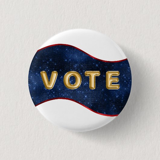 Patriottische Blauwe Golf Stem Ronde Button 3,2 Cm (Voorkant)