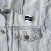 Patriottische Blauwe Golf Stem Ronde Button 3,2 Cm (In situ)