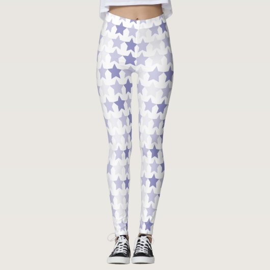 Patriottische Blauwe Ombre Sterren Leggings (Voorkant)