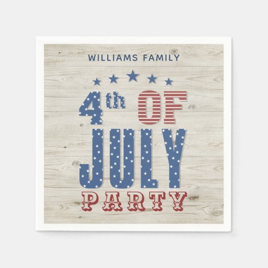 Patriottische blauwe rode sterren strepen | 4 juli servet (Voorkant)
