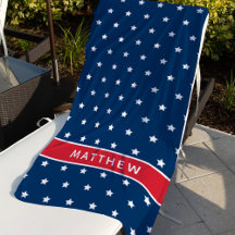 Patriottische blauwe sterren rode monogramnaam