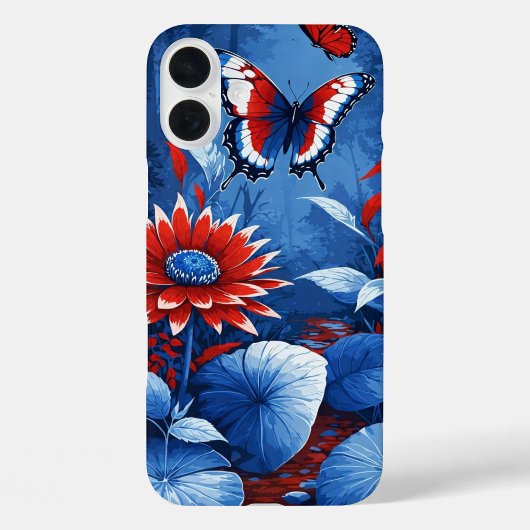 Patriottische bloei en vlinderdromenlandschap Case-Mate iPhone case