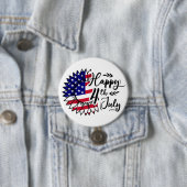 Patriottische Bloei - Happy 4th of July Ronde Button 7,6 Cm (In situ)