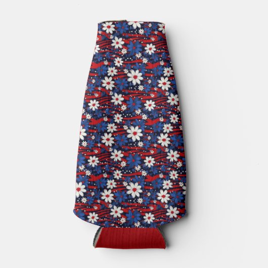 Patriottische bloei - sterren, strepen en bloemige flesjeskoeler (Voorkant)