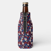 Patriottische bloei - sterren, strepen en bloemige flesjeskoeler (Fles Achterkant)