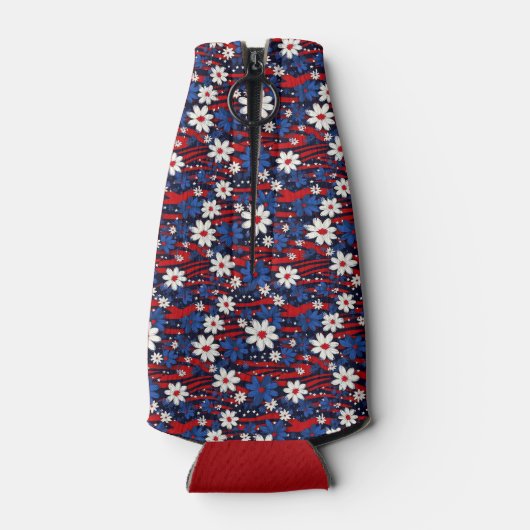 Patriottische bloei - sterren, strepen en bloemige flesjeskoeler (Achterkant)