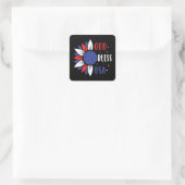 Patriottische bloem God Bless USA Vierkante Sticker (Tas)