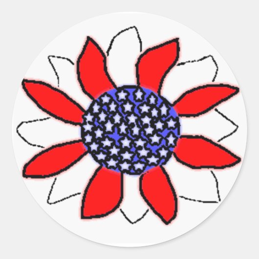 patriottische bloem ronde sticker (Voorkant)