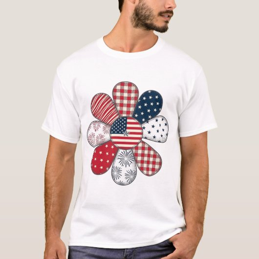 Patriottische Bloem Vintage Vector T-shirt Ontwerp (Voorkant)