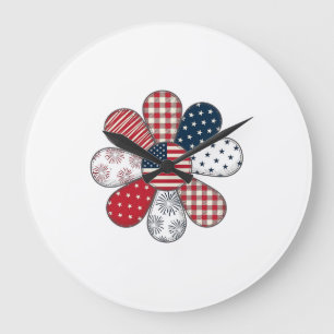 Patriottische Bloem Vintage Vector T-shirt Ontwerp Grote Klok
