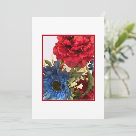 Patriottische bloemen aankondiging kaart. (Staand voorkant)