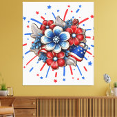 Patriottische Bloemen in Rood Wit & Blauw 4 juli Canvas Afdruk (Insitu (Woonkamer))