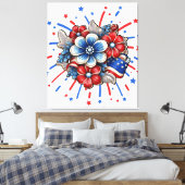 Patriottische Bloemen in Rood Wit & Blauw 4 juli Canvas Afdruk (Insitu (Slaapkamer))