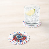 Patriottische Bloemen in Rood Wit & Blauw 4 juli Kartonnen Onderzetters (Insitu)