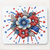 Patriottische Bloemen in Rood Wit & Blauw 4 juli Muismat (Voorkant)