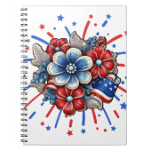 Patriottische Bloemen in Rood Wit & Blauw 4 juli Notitieboek (Voorkant)