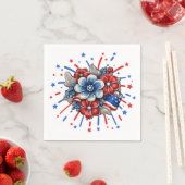 Patriottische Bloemen in Rood Wit & Blauw 4 juli Servet (Insitu)