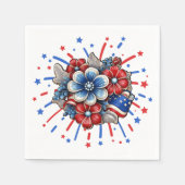 Patriottische Bloemen in Rood Wit & Blauw 4 juli Servet (Voorkant)