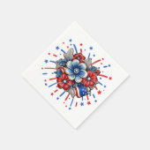 Patriottische Bloemen in Rood Wit & Blauw 4 juli Servet (Hoek)