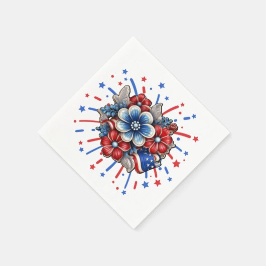 Patriottische Bloemen in Rood Wit & Blauw 4 juli Servet (Hoek)