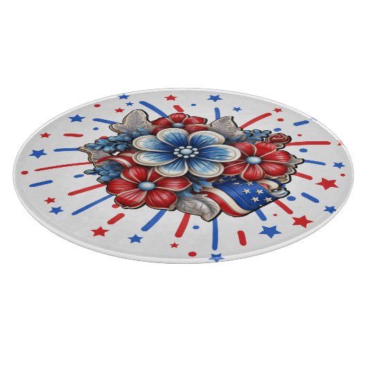 Patriottische Bloemen in Rood Wit & Blauw 4 juli Snijplank (Hoek)