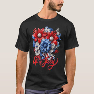 Patriottische Bloemen in Rood Wit & Blauw 4 juli_ T-shirt