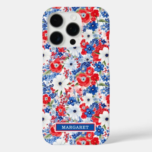 Patriottische Bloemen met Initialen Case-Mate iPhone Case (Achterkant)