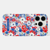 Patriottische Bloemen met Initialen Case-Mate iPhone Case (Achterkant (horizontaal))