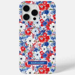Patriottische Bloemen met Initialen iPhone 15 Pro Max Hoesje