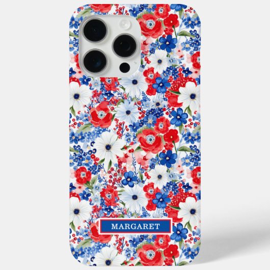 Patriottische Bloemen met Initialen Case-Mate iPhone Case (Achterkant)