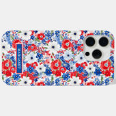 Patriottische Bloemen met Initialen Case-Mate iPhone Case (Achterkant (horizontaal))