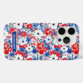 Patriottische Bloemen met Initialen Case-Mate iPhone Case (Achterkant (horizontaal))