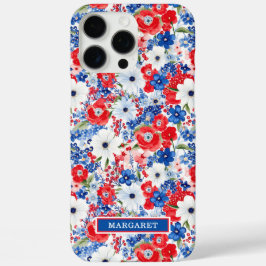 Patriottische Bloemen met Initialen iPhone 16 Pro Max Hoesje