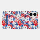 Patriottische Bloemen met Initialen Case-Mate iPhone Case (Achterkant (horizontaal))