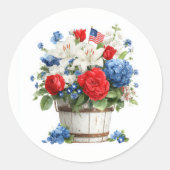 Patriottische bloemen ronde sticker (Voorkant)
