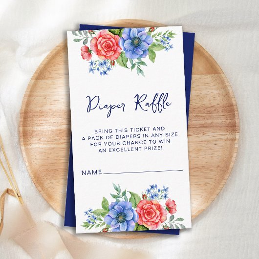 Patriottische Bloemen Rood Wit Blauwe Luier Raffle Informatiekaartje