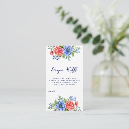 Patriottische Bloemen Rood Wit Blauwe Luier Raffle Informatiekaartje (Staand voorkant)