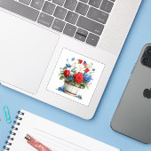 Patriottische bloemen sticker (Laptop met iPhone)