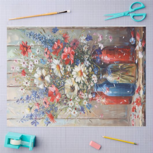 Patriottische bloemen tissuepapier (Craft)