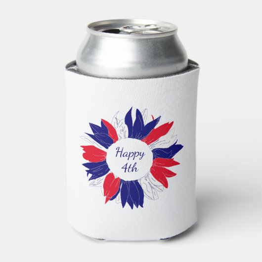 Patriottische Bloemen Vierde juli BBQ Rood Wit Bla Blikjeskoeler (Blikje Voorkant)