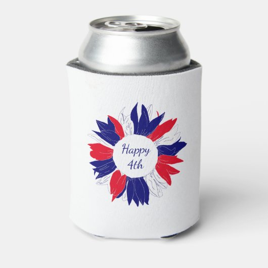 Patriottische Bloemen Vierde juli BBQ Rood Wit Bla Blikjeskoeler (Blikje Achterkant)