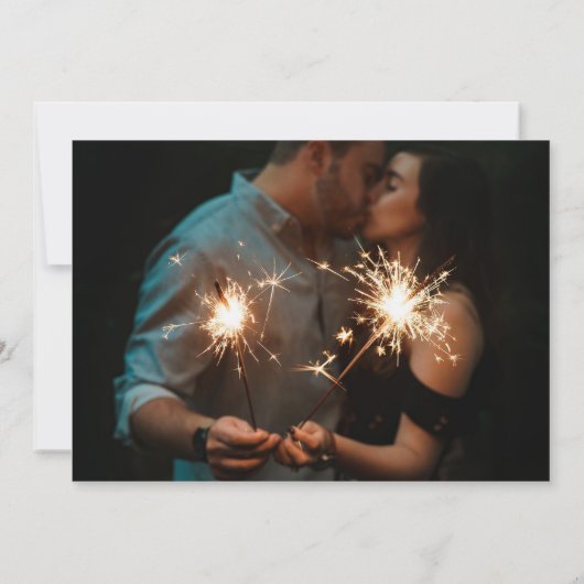 Patriottische Bloemen Vierde Juli Fotobruiloft Kaart (Achterkant)