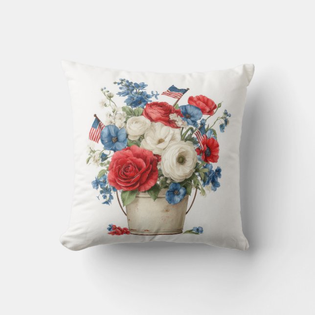 Patriottische bloemen werp kussen (Voorkant)