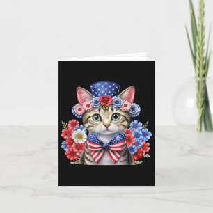 Patriottische Bloemenkat 4 juli Rood Wit Blauw Kaart