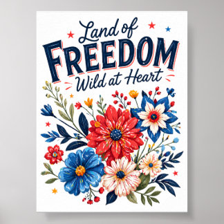 Patriottische bloemenvrijheidsposter wanddecoratie poster