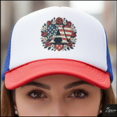Patriottische bloemige letter A kransontwerp Trucker Pet